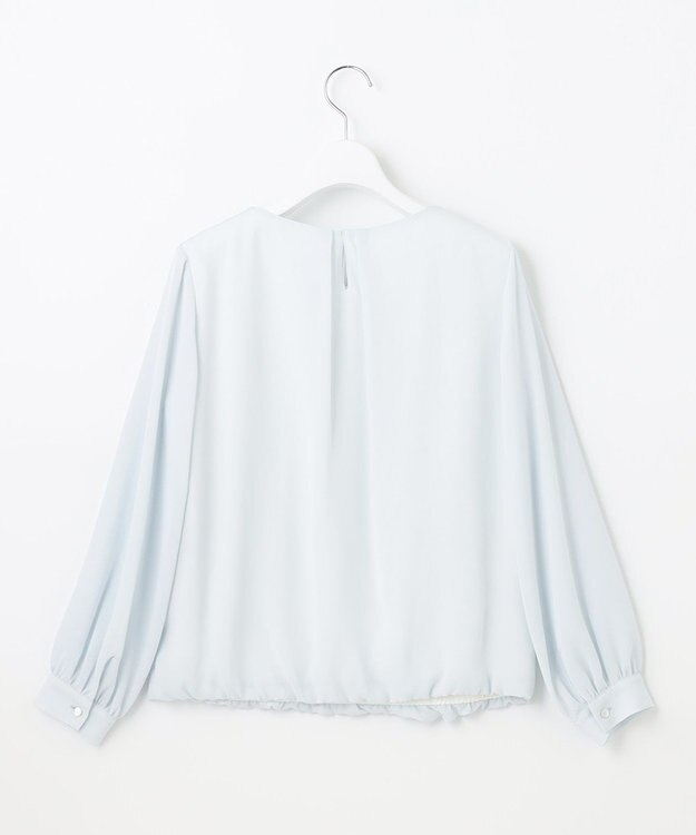 自由区 【XSサイズ～/洗える】ロイヤルシフォン デザインブラウス スカイブルー系
