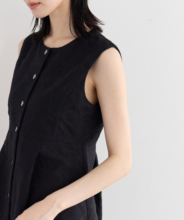 YECCA VECCA 刺繍ペプラムジレ Black