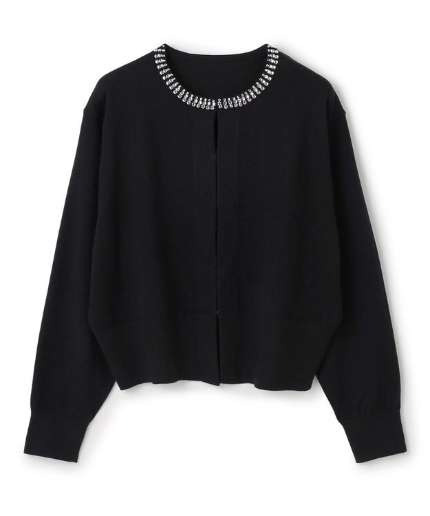 UNFILO ネックビジュー カーディガン ブラック