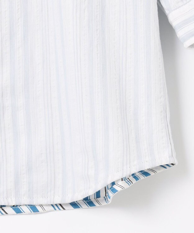 JOSEPH ABBOUD 【1枚で2通りの着こなし】オーガニックコットンリバーシブル 七分袖シャツ アイボリー系1