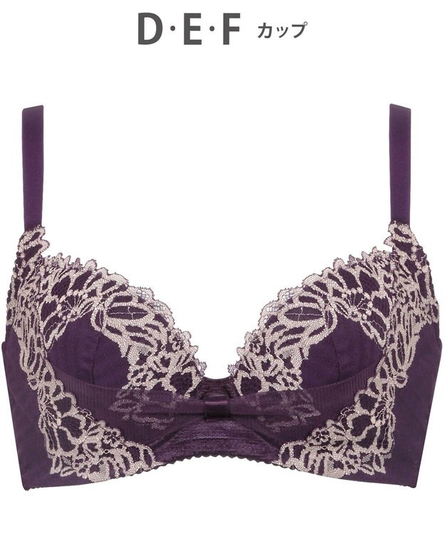 WACOAL 【リボンブラ 脇すっきり】 ブラジャー 脇高設計 着やせシルエット 谷間をメイクしてキープ Gカップまで対応 大きいサイズ レディース BRB433 /ワコール バイオレット