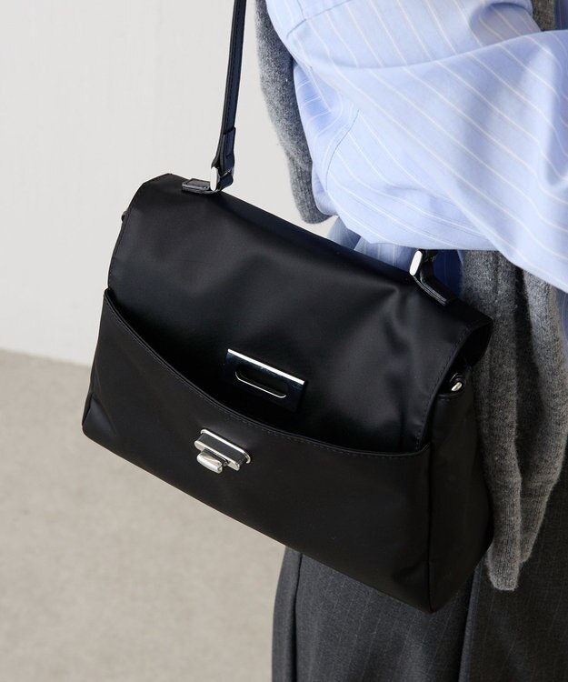 russet クラウズナイロンフラップミニトートバッグ(CE-1689) Black