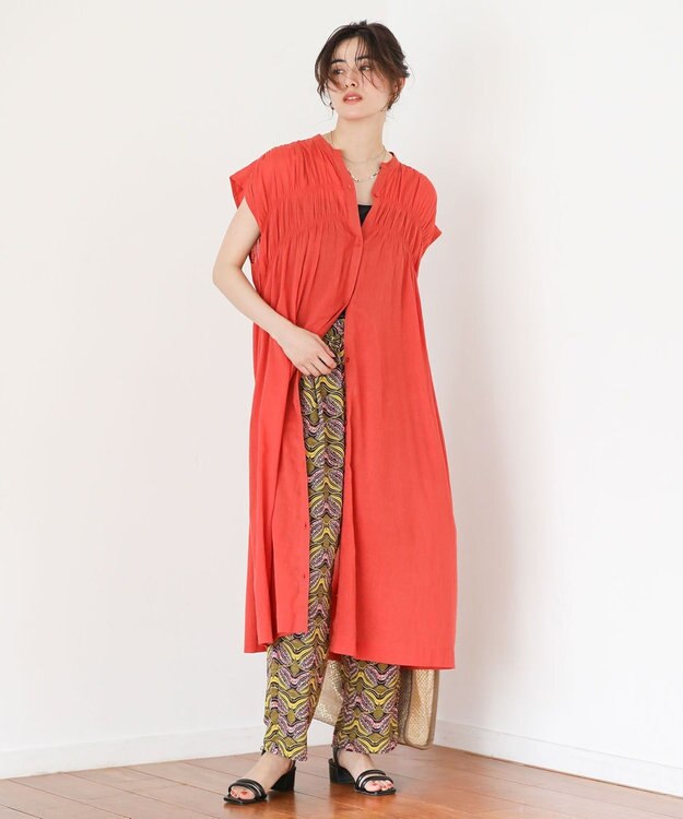 Green Parks Ｉ　シャーリングワンピース Stripe Navy