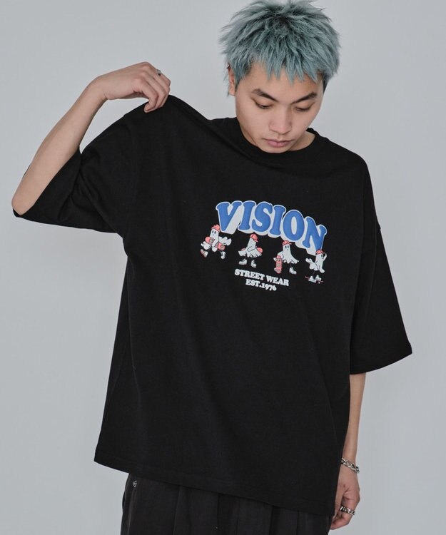 WEGO 【ユニセックス着用ITEM/MLサイズ展開】別注VISIONゴーストスケーターグラフィックT（SS） ブラック