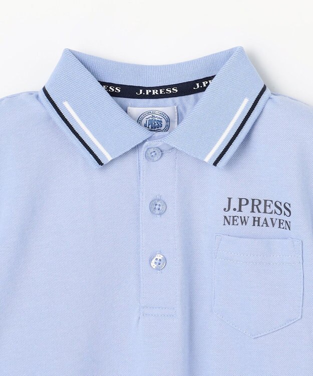 J.PRESS KIDS 【100-130cm】ダブルライン カラー 半袖ポロシャツ ライトブルー