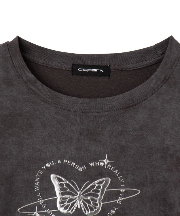 WEGO メタリックバタフライサークルロゴT スミクロ