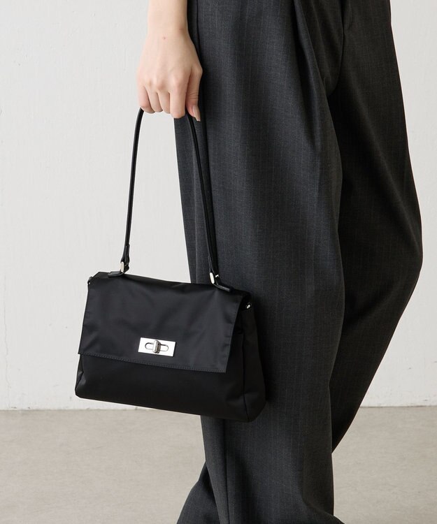 russet クラウズナイロンフラップミニトートバッグ(CE-1689) Black