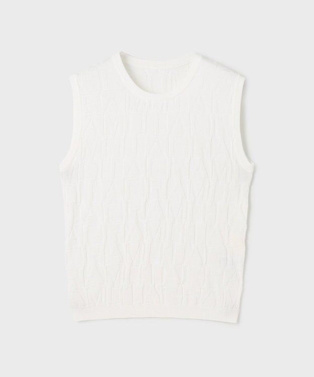 GRACE CONTINENTAL モノグラムニットトップ ホワイト