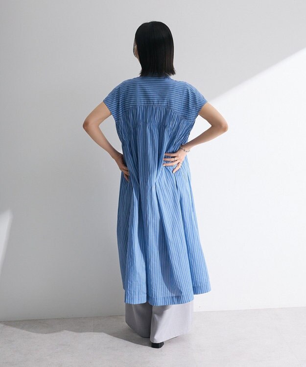 Green Parks Ｉ　シャーリングワンピース Stripe Navy