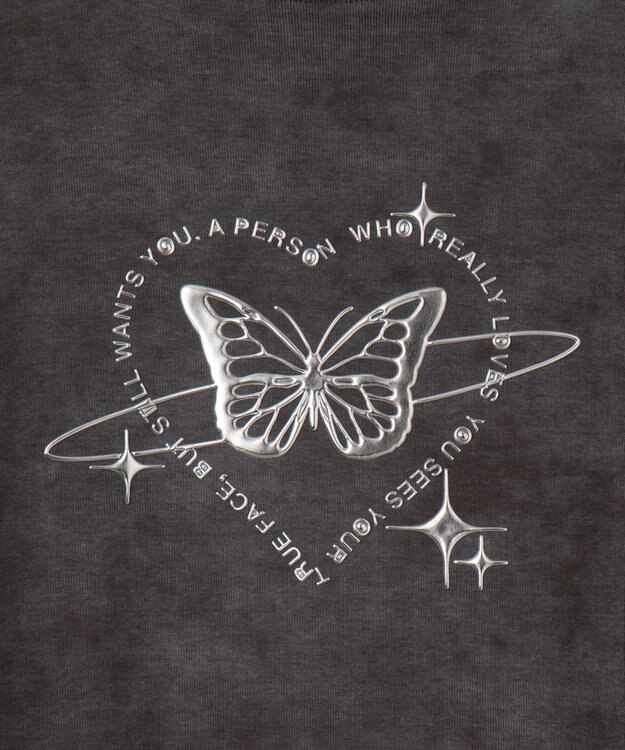 WEGO メタリックバタフライサークルロゴT スミクロ