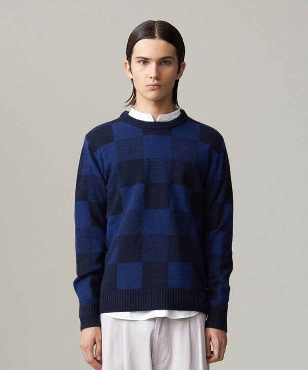 J.PRESS MEN 【Cash Lamb’s Wool】クレイジーパターンニット / クルー ネイビー系7