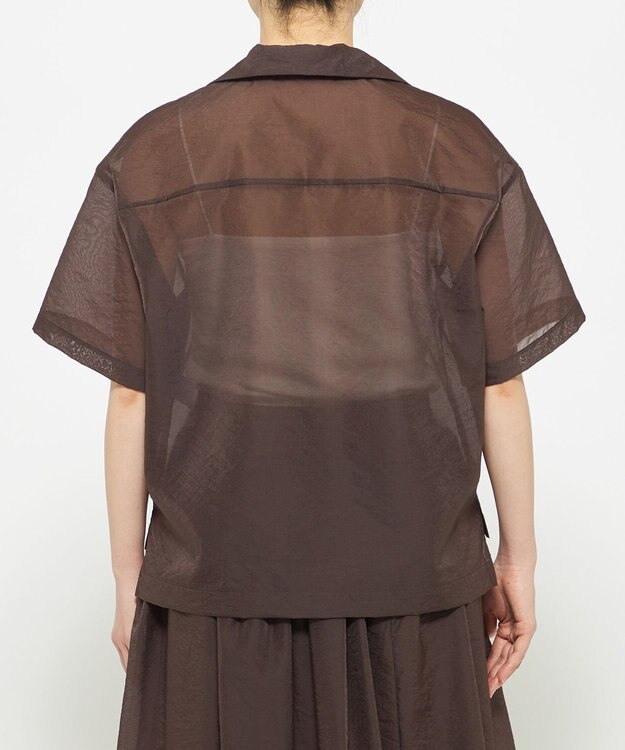 uncrave シアー オーガンジー ショート シャツ ブラウン