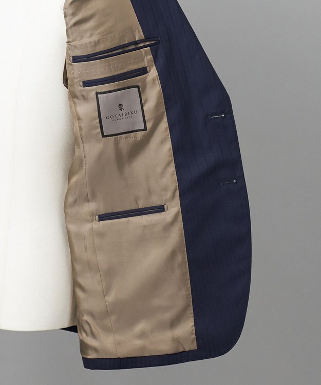 GOTAIRIKU シワになりにくい【御幸毛織/みゆきけおり】DRY SPINNER(ドライスピナー)スーツ（ネイビーストライプ） ネイビー系1