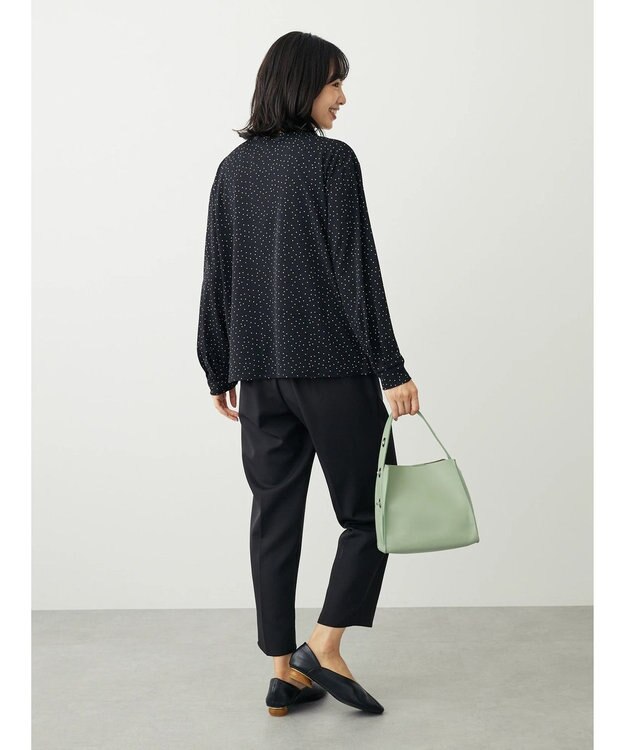 Green Parks ＢＰ　襟タック長袖ブラウソー Black