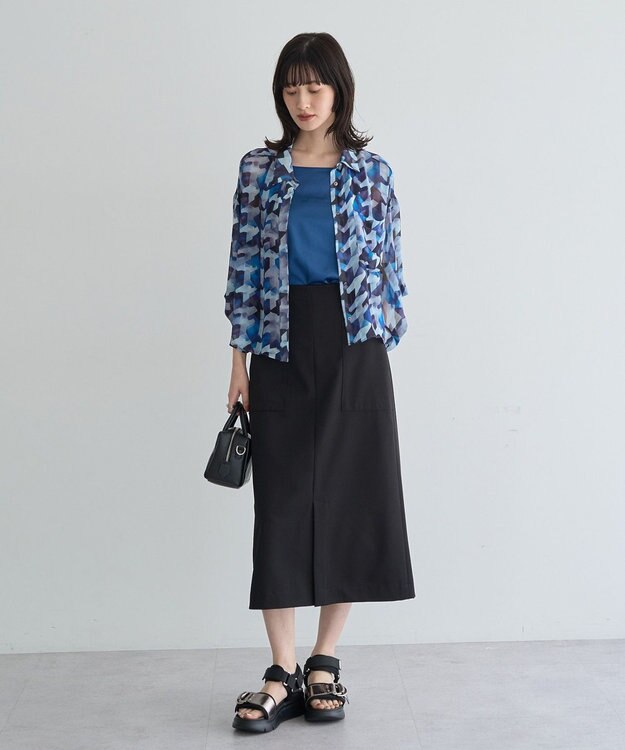 YECCA VECCA [2SET]キャミ付きシアージオメ柄シャツ Blue
