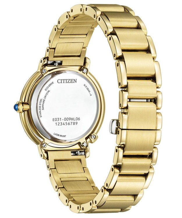 CITIZEN 【生命力あふれる美しい水（AQUA）を表現限定モデル】電池交換不要 光発電エコ・ドライブ ARCLY Collection EM1099-57L ゴールド