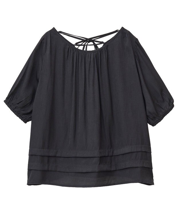 CRAFT STANDARD BOUTIQUE バックレースアップバルーンスリーブブラウス Black