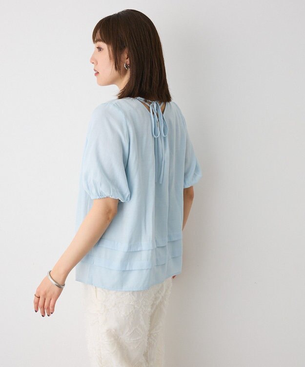 CRAFT STANDARD BOUTIQUE バックレースアップバルーンスリーブブラウス Sax