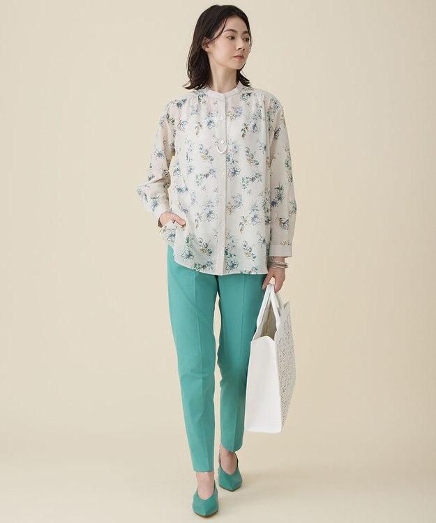 自由区 コットンサテンテーパード パンツ [新色]ピーコックグリーン系