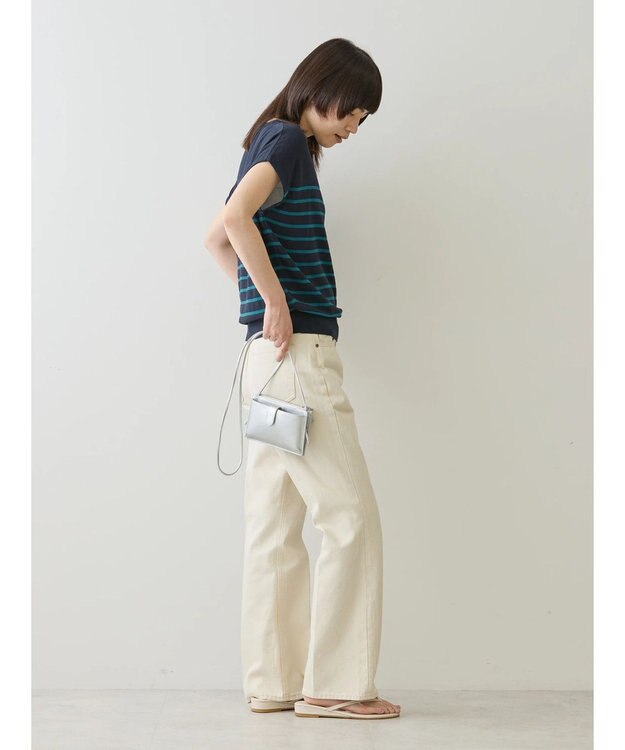 AMERICAN HOLIC 接触冷感フレンチスリーブニットプルオーバー Border Navy