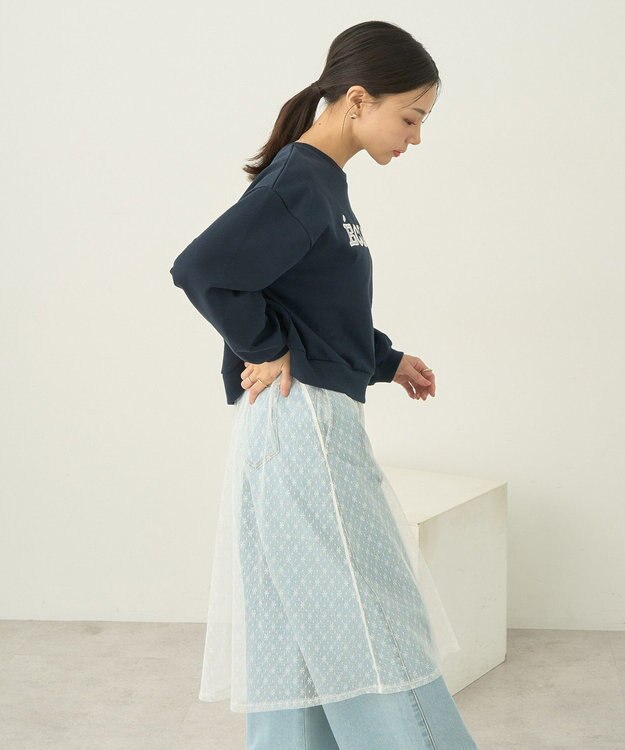 earth music&ecology ＳＥＴ２点レースロゴプルオーバー＋チュールワンピ Navy