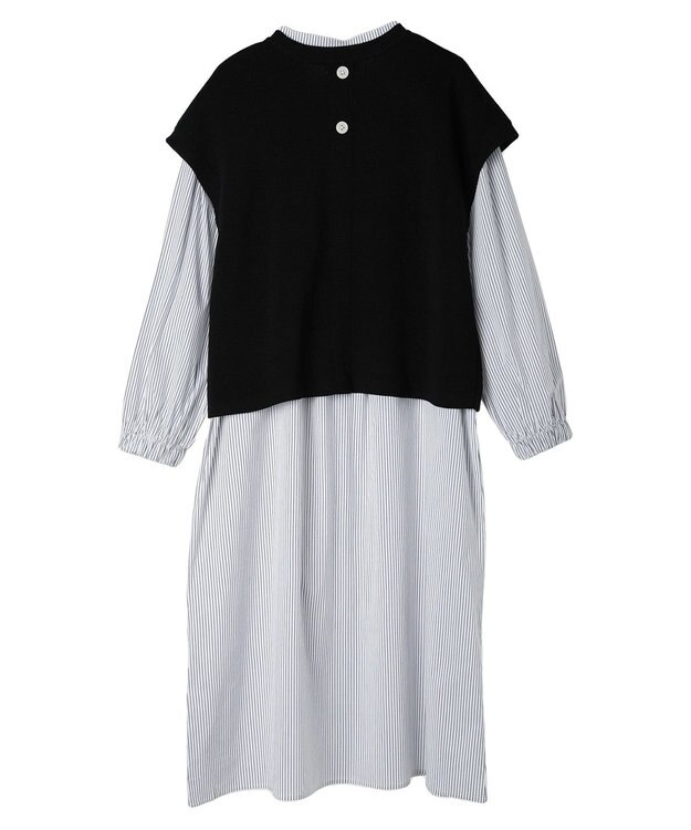 CRAFT STANDARD BOUTIQUE 【洗える】ニットベスト+シャツワンピース-SET Black