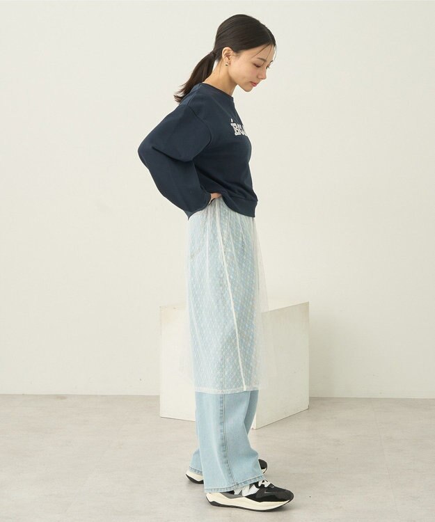 earth music&ecology ＳＥＴ２点レースロゴプルオーバー＋チュールワンピ Navy