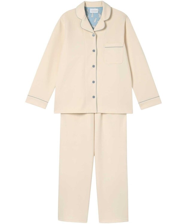 une nana cool 【綿混】ハイゲージダブルエアー 長袖開襟パジャマ MADE WITH LIBERTY FABRIC クリーム