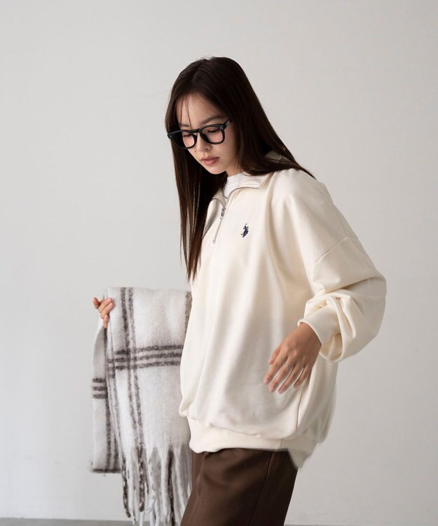 WEGO 【WEB限定/25年秋冬新作/ユニセックス着用ITEM】別注USPOLOハーフZIPPO オフホワイト