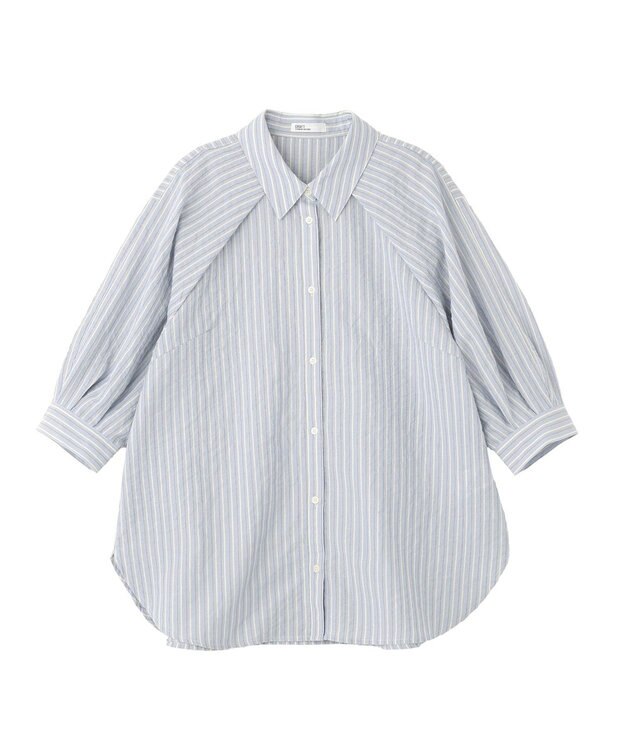 CRAFT STANDARD BOUTIQUE ストライプラグランタックシャツ Sax