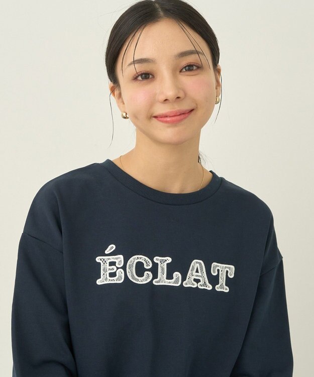 earth music&ecology ＳＥＴ２点レースロゴプルオーバー＋チュールワンピ Navy