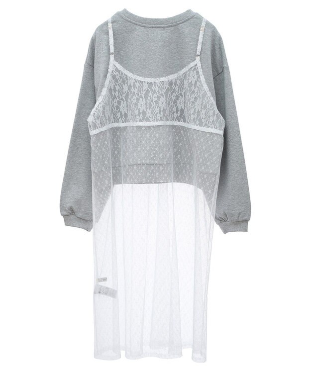 earth music&ecology ＳＥＴ２点レースロゴプルオーバー＋チュールワンピ Light Gray