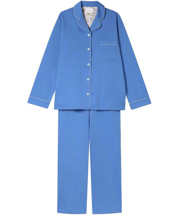 une nana cool 【綿100%】72/2 メガハイゲージパジャマ MADE WITH LIBERTY FABRIC ブルー