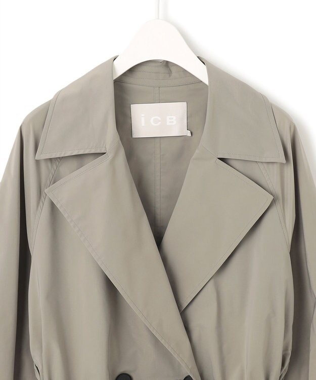ICB 【撥水加工】メモリーストレッチタフタ トレンチコート カーキ系
