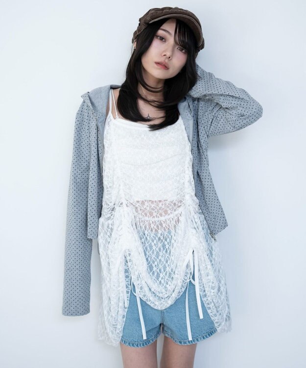 WEGO ドロストデザインキャミワンピース ホワイト