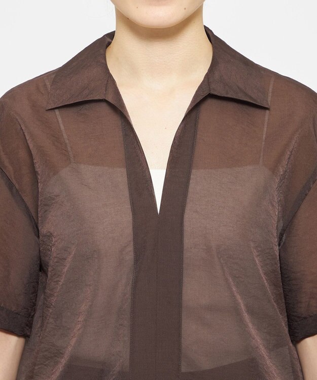 uncrave シアー オーガンジー ショート シャツ ブラウン