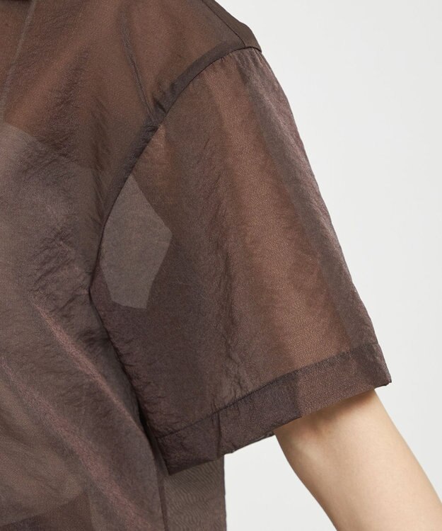 uncrave シアー オーガンジー ショート シャツ ブラウン