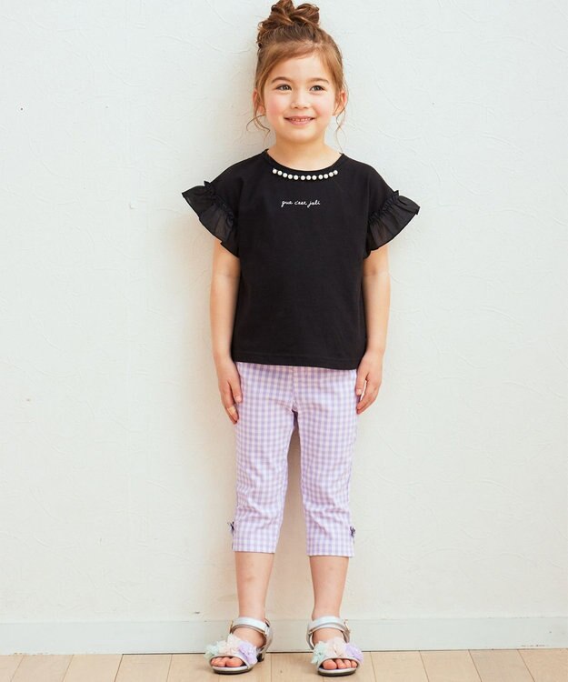 ANY KIDS 接触冷感 しろくま パンツ ラベンダー×ギンガム