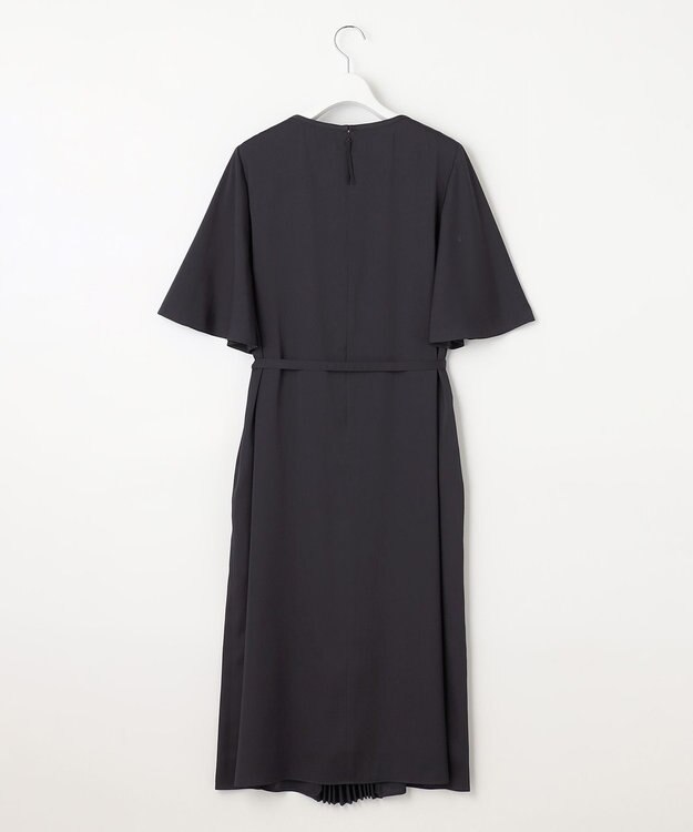 自由区 【洗える・XSサイズあり】フロントプリーツ ドレス ネイビー系