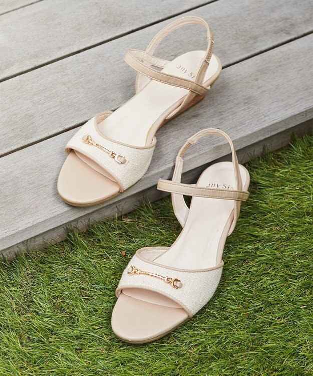 ANY SIS 【美人百花7月号掲載】クラシカルレディプチウエッジ サンダル アイボリーベージュ