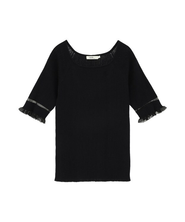 earth music&ecology ポイントシアーフリルニットプルオーバー Navy