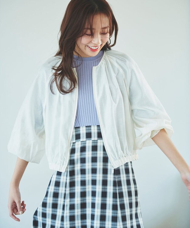 Feroux 【洗える】シアー ブルゾン アイボリー系