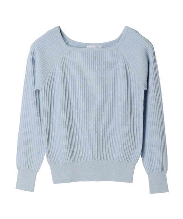 Green Parks 洗える　スクエアネックリブニットプルオーバー Blue