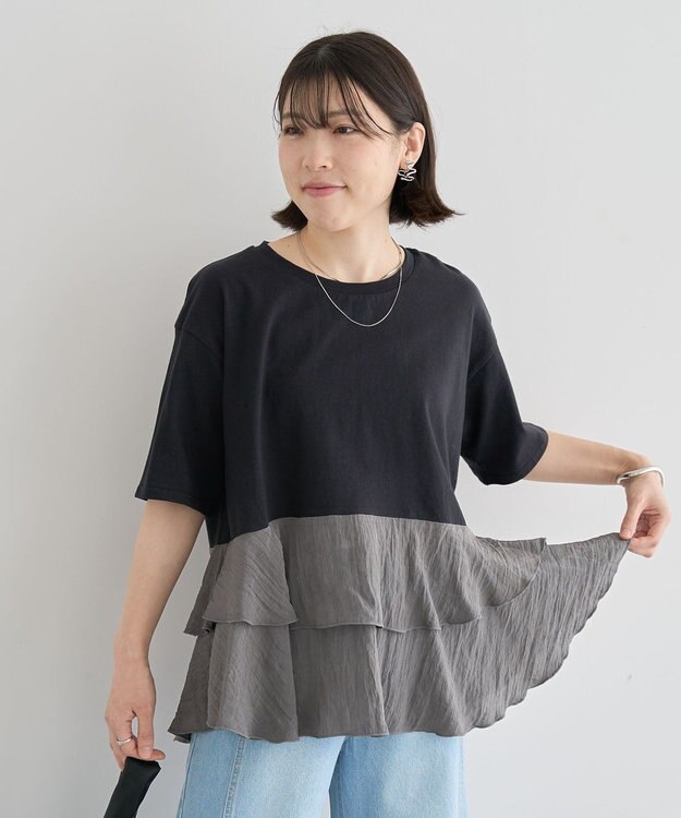 Green Parks サテンティアードドッキングプルオーバー Black