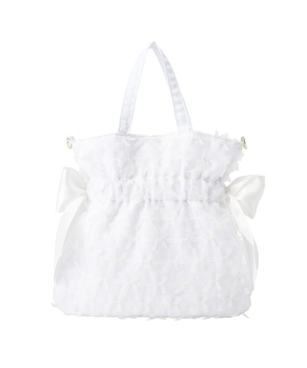 Maison de FLEUR レースダブルリボン２Ｗａｙトートバッグ Off White