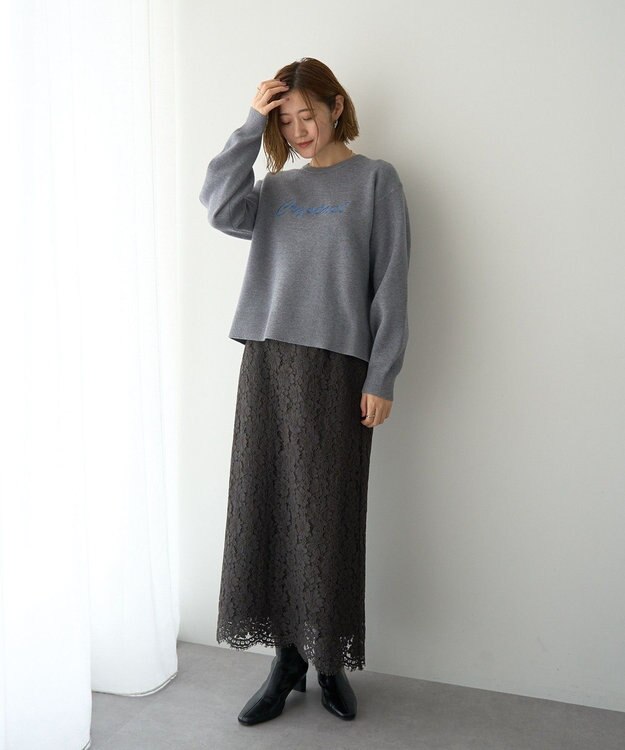 YECCA VECCA 刺繍ロゴニット Gray