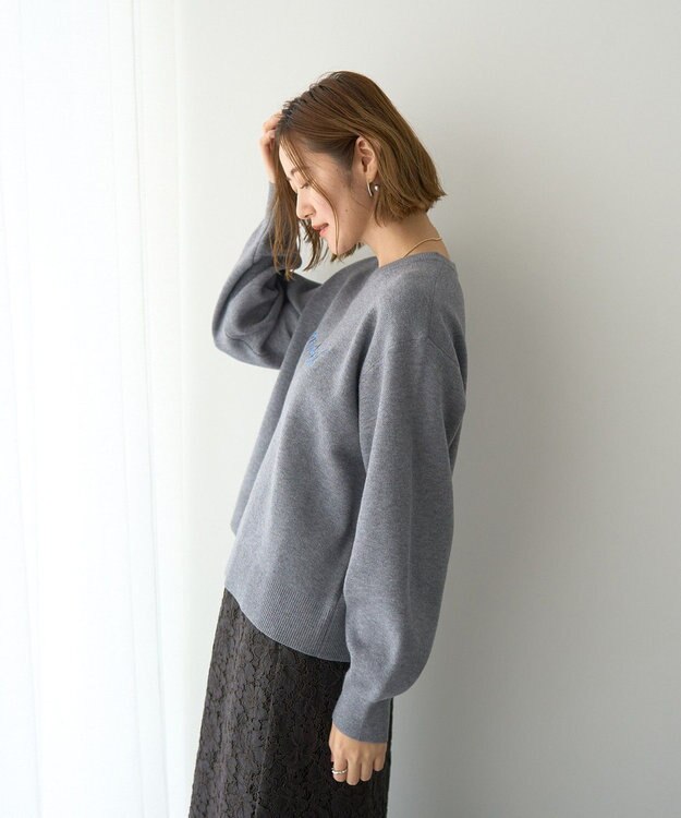 YECCA VECCA 刺繍ロゴニット Gray