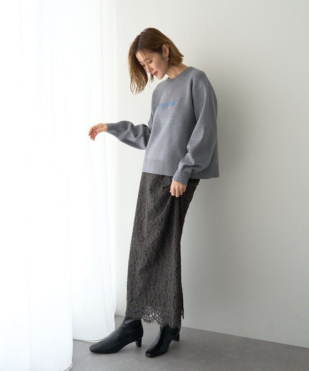 YECCA VECCA 刺繍ロゴニット Gray