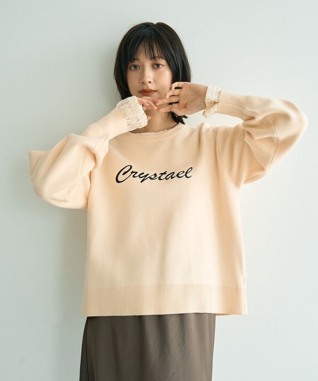 YECCA VECCA 刺繍ロゴニット Ivory