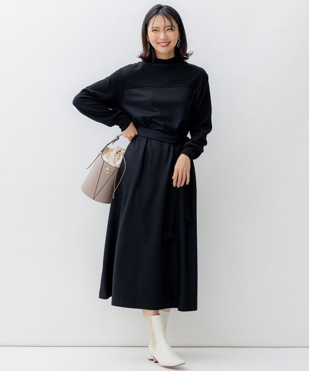 23区 L 【洗える】ウールミルドジャージー ワンピース ブラック系